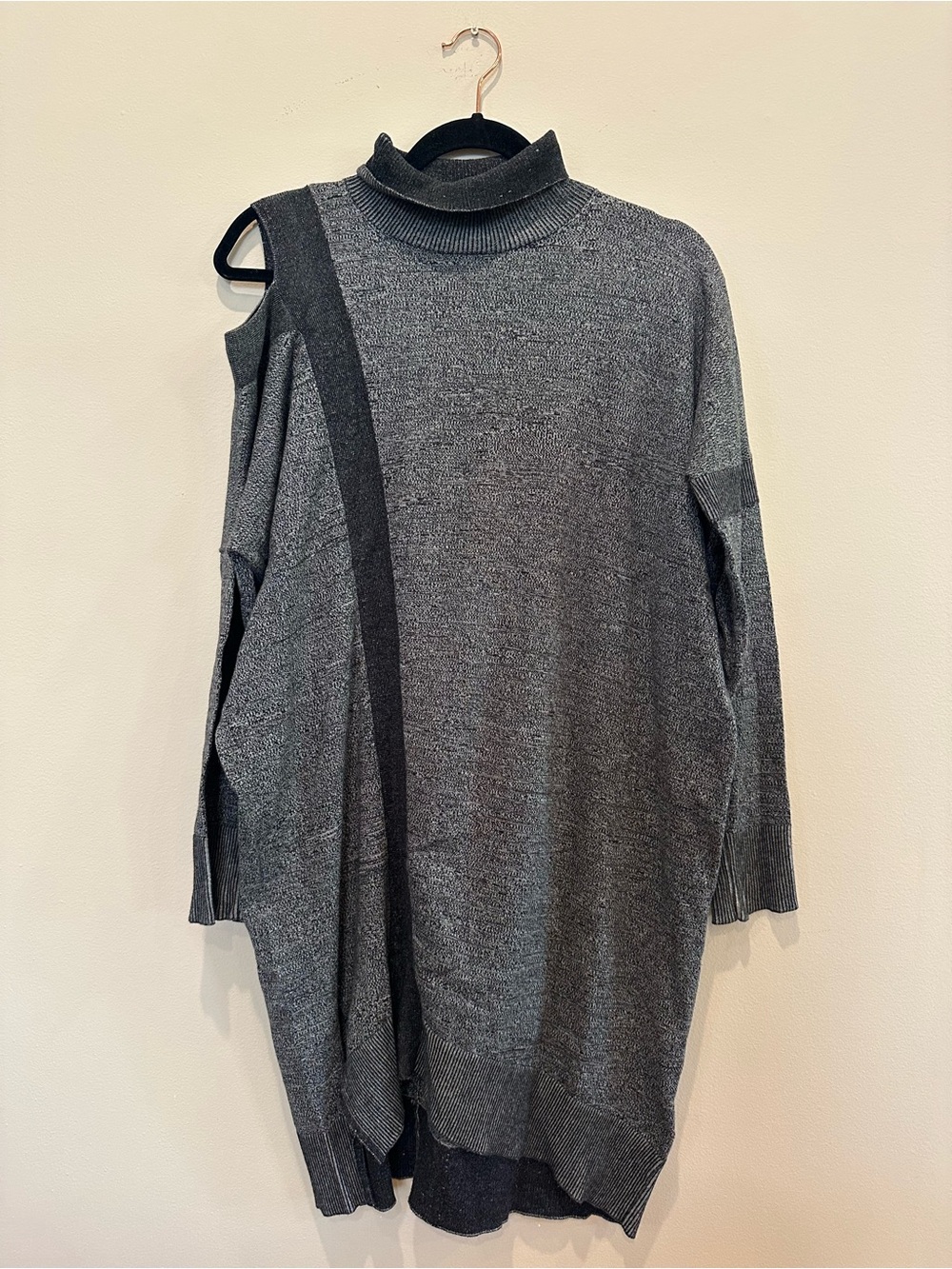 Gray Cold-Shoulder Knit Dress